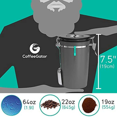 Bote De Café Con Cuchara Magnética L Gris - comprar online