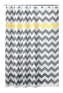 Cortina Para Baño Tela Gris Y Amarillo Estándar - tienda online