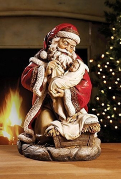 Santa Con El Niño Jesús 16 Pulgadas Escultura De Navidad