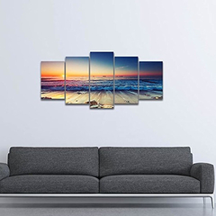 Pyradecor Paisaje De Mar Moderno En 5 Paneles Hd, - comprar online