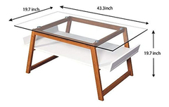 Imagen de Mesa De Centro Auxiliar Moderna Con Tapa De Cristal