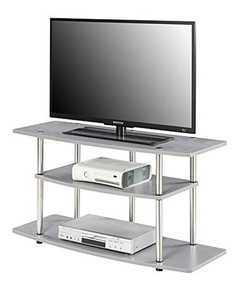 Mueble Para Tv De Metal Y Madera Color Gris, 3 Niveles - comprar online