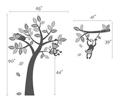 3 Mono Árbol Y Rama Vid - Bebé Vivero Vinilo Wall Decal - tienda online