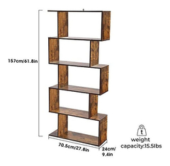 Estantería De Madera,5 Niveles En Forma De S Color Marron.