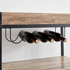 Mueble Para Vinos De Madera Marrón Y Metal Negro 3 Niveles. en internet