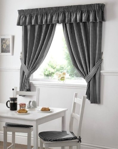 Gingham Check Blanco Cortinas De Cocina Blancas Drapes W46 X