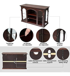 Mueble Para Tv Con Estantes De Vidrio Y Madera Color Marrón. - Danielle's Store