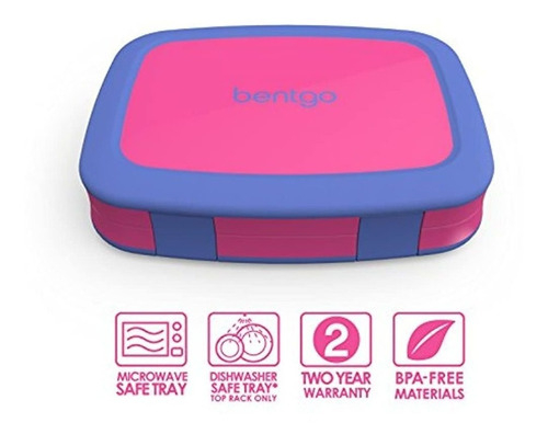 Bentgo Kids Brights Fiambrera infantil a prueba de fugas, 5 compartimentos,  estilo bento, tamaño de porción ideal para edades de 3 a 7 años, libre de