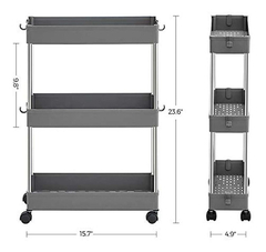 Estantería Móvil Multiuso De Metal Y Plástico Gris/3 Niveles - tienda online