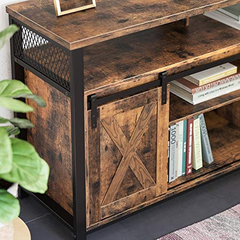 Mueble Para Tv Con Estante De Madera Color Marrón Y Negro. - tienda online