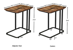 Imagen de Mesa Auxiliar Móvil De Metal Negro Y Madera Marrón.