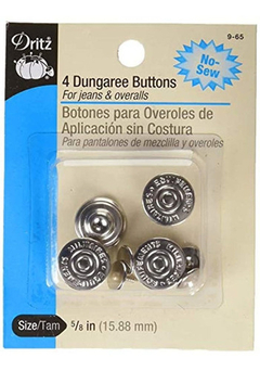 Dritz(r) 4 Botones para Telas De Mezclilla, Sin Costura