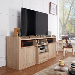 Mueble Para Tv Con Estantes Y Armarios, Madera Marrón. - comprar online