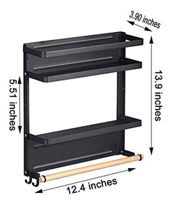 Estantería Magnético Para Especias 2 Niveles, Negro.hoopoton en internet