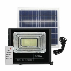 Refletor Led Solar SMD 500w 6000k + Placa solar + Controlador