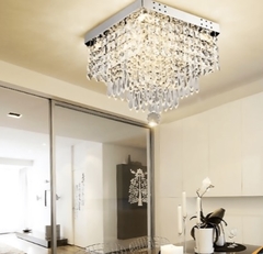 Lustre Luminária De Cristal Legitimo K9 transparente Luxo Quadrado - comprar online