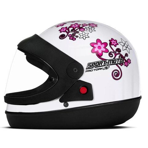 Capacete Moto Infantil Feminino Barato Liberty Four Pro Tork Fechado Rosa  Branco Rosa kit Criança Tamanho 54 Promoção Lançamento Menina Criança