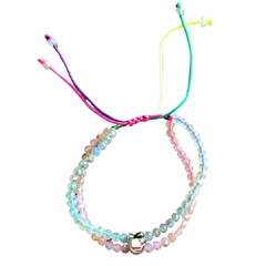 Pulseira EL Miçangas Transparentes Linha Multicor Ferradura Chumbo PL27