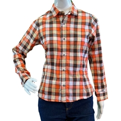 Camisete Feminia By For Men ML Flanelada Xadrez Laranja/Branco/Preto 4010.04