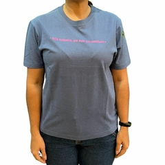 T-shirt Feminina Mavolle Três Tambores Azul/Rosa MV03