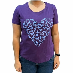 T-shirt Feminina Bão e Bonito Coração Horse Roxo 527