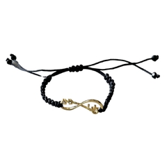 Pulseira EL Macramê Preto/Dourado PL21.2