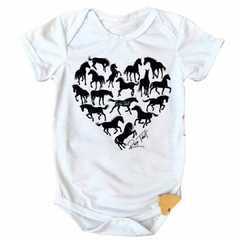 Body Baby Roça T-shirt Coração Horse B050