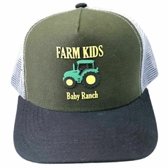 Boné Infantil Baby Ranch Farm Kids Trator Verde/Preto/Cinza BN239