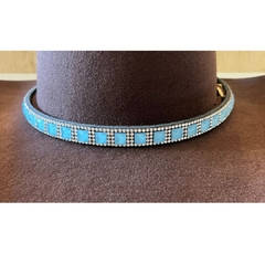 Bandinha Para Chapéu Strass Azul Bebe Couro Preto BC93 na internet