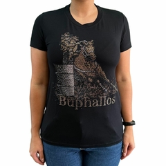 T-shirt Feminina Buphallos 3 Tambores Preta BPL311