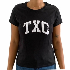 Camiseta Feminina TXC Custom MC Preta Estampado Branco 4988