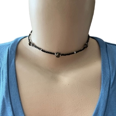 Choker EL Miçanga Preta Vaquinha Ouro Velho CH112