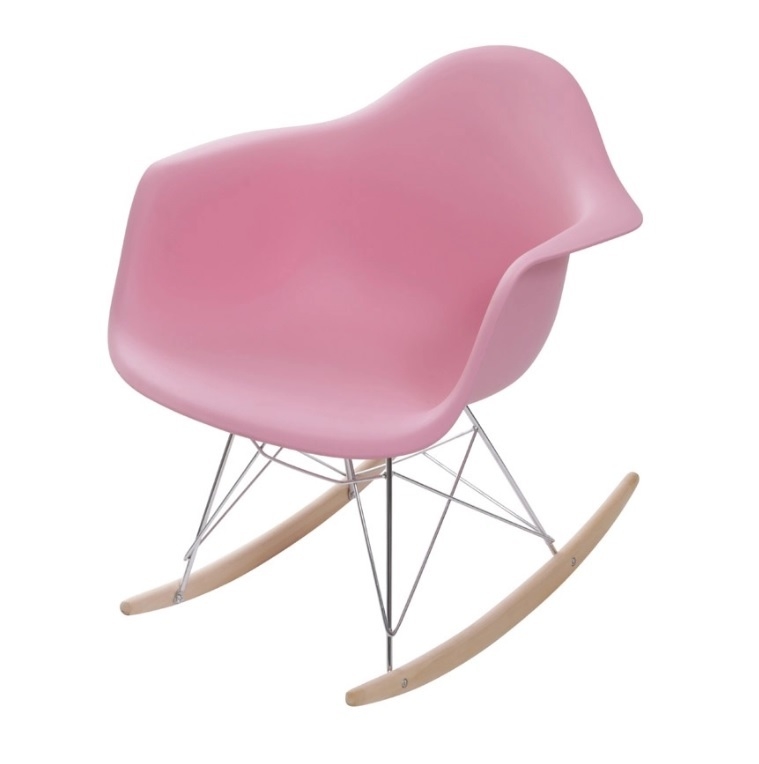Cadeira De Balanço Eames Com Braço Rosa