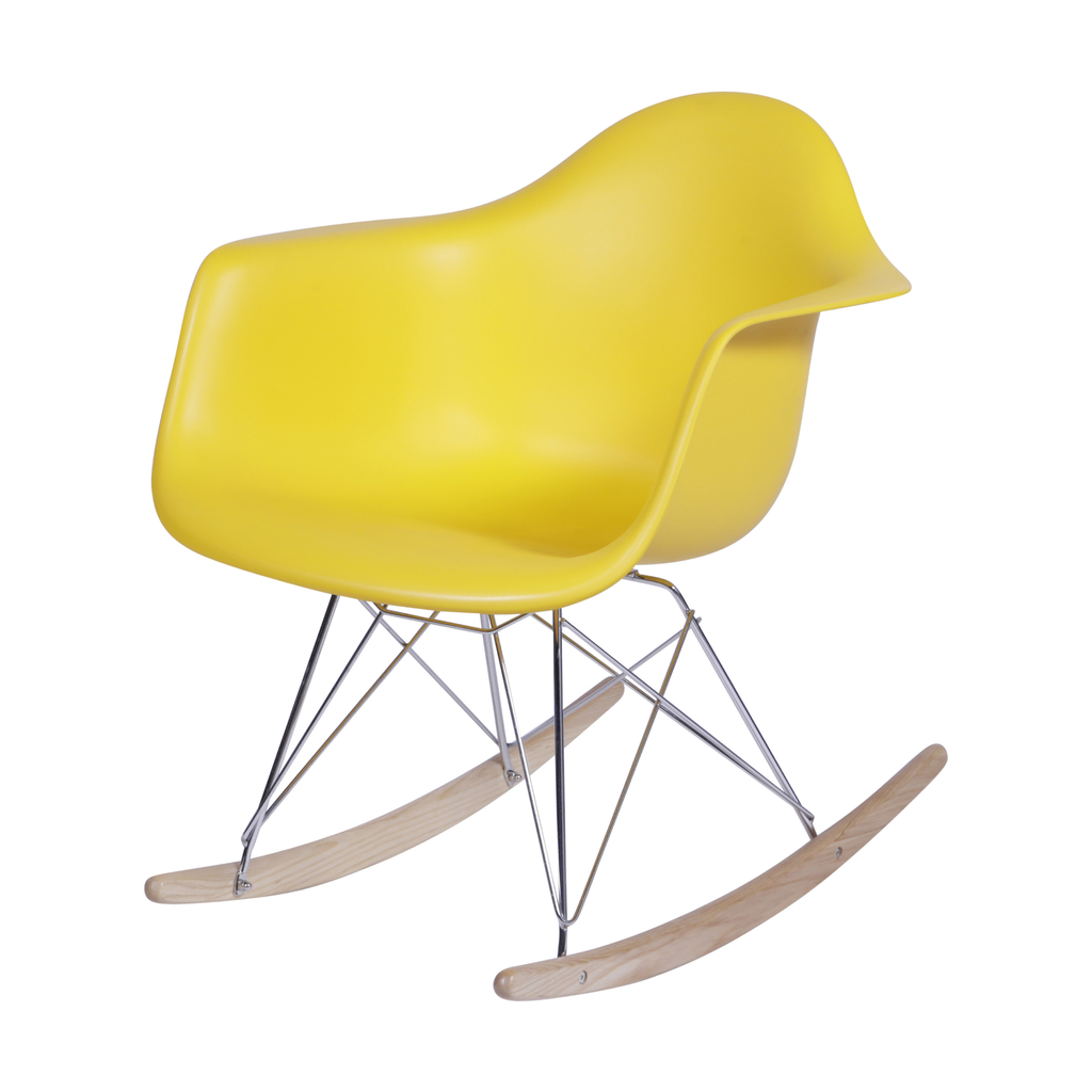 Cadeira De Balanço Eames Com Braço Amarela