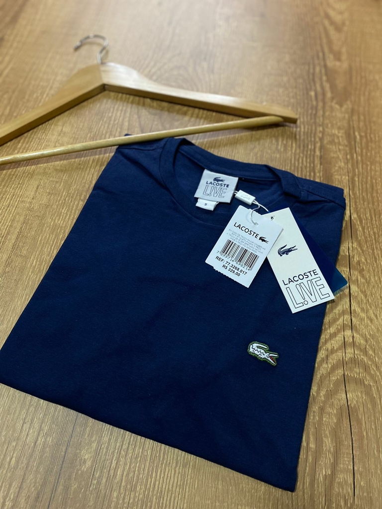 Camiseta Cotton peruano - Lacoste Live básica - Azul Marinho