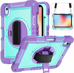 Case uso rudo lila/aqua + correa iPad 10 gen 2022