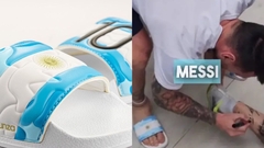 Ojotas Messi 10 Chancletas Chinelas Bagunza Producto Oficial AFA - Seleccion Argentina Azul Negra - DemonMotos