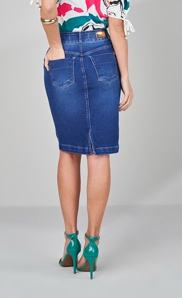 Saia jeans com lenço outlet