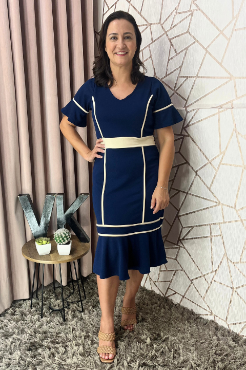 Vestido justo azul marinho 2025