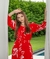 Vestido em Crepe Duna Armênia Floral Vermelho 896 Valentina Sirrah - comprar online