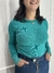 Blusa de Tricot Verde Gola Redonda Levemente Alta - comprar online