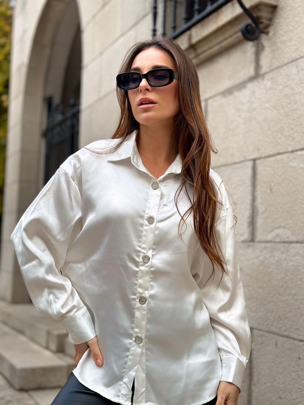 Camisa MIYAKE raso boton brilloso ruk234 RUMBA