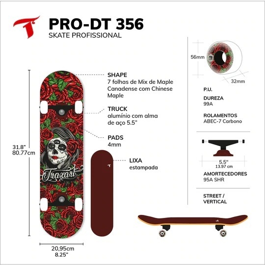 Skate Traxart Profissional Chicana DT-356 - Trackeano
