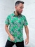 Camisa Reistilo Botão Green&Preta&Branca Manga Curta Floral