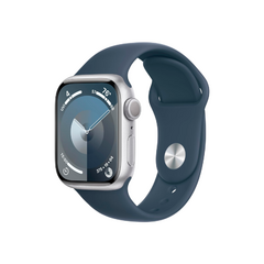 APPLE WATCH SERIES 9 45MM GPS SILVER AL SPORT BAND STORM BLUE - M/L