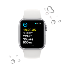 APPLE WATCH SE GPS 44MM SILVER ALUMINUM CASE WHITE SPORT BAND 2