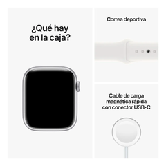 APPLE WATCH SERIES 8 GPS 45MM SILVER ALUMINUM CASE WITH WHITE SPORT BAND - tienda online