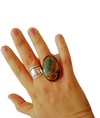 Anillo regulable de alpaca con onix cielo