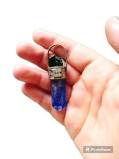 collar amuleto cuarzo aura azul, turmalina y Citrino
