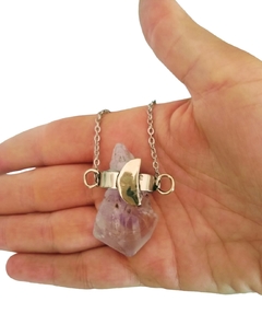 Collar amuleto doble engarce turmalina y amatista - comprar online